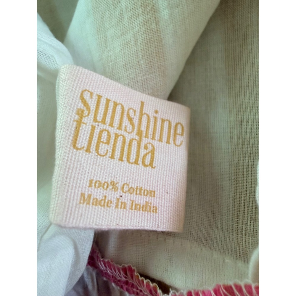 NWT Sunshine Tienda Copa Dress Mustard Pink Striped Cotton Maxi M/L - Picture 7 of 14